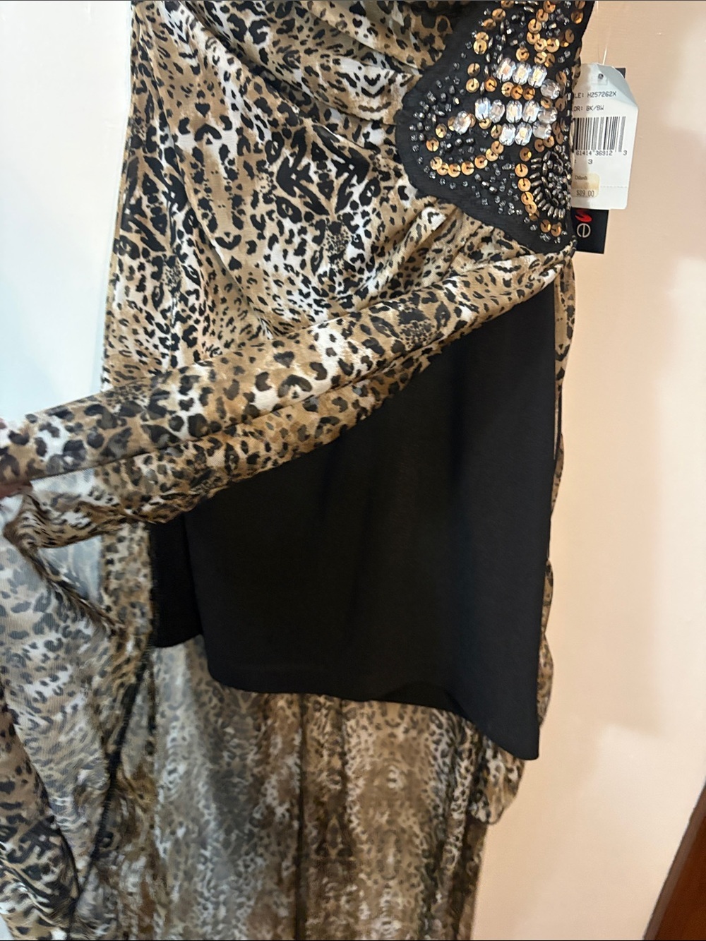 NWT: Teeze Me Leopard Print Strapless Dress in Black and Tan - Picture 6 of 7